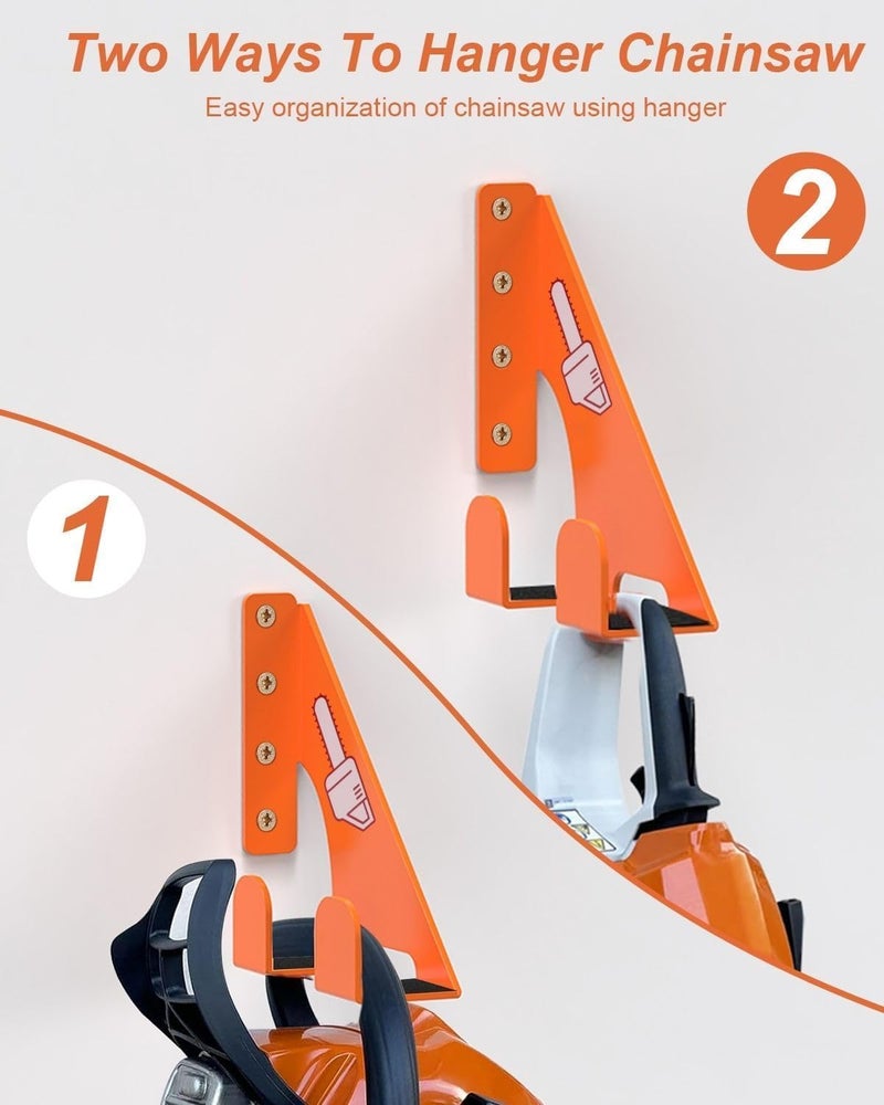 Fijaru Chainsaw Holder -4 Pack- 180LB Heavy-Duty Alloy Steel Wall Mount Set, Chainsaw Accessories, Universal Fit for Stihl, Husqvarna, Echo Saws, Rust-Proof & Space-Saving Design (Garage, Workshop) - Image 2